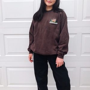 brown sweatshirt